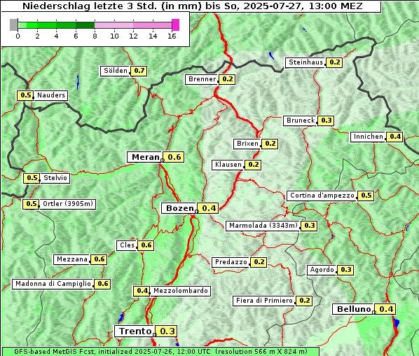 Niederschlag, 27. 7. 2025
