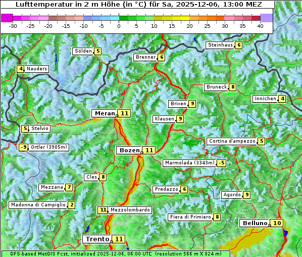 Temperatur, 6. 12. 2025