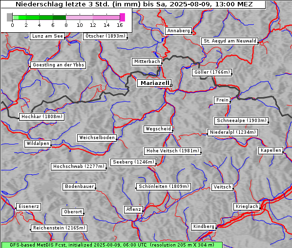 Niederschlag, 9. 8. 2025