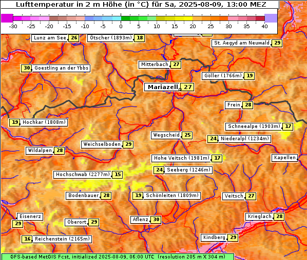 Temperatur, 9. 8. 2025
