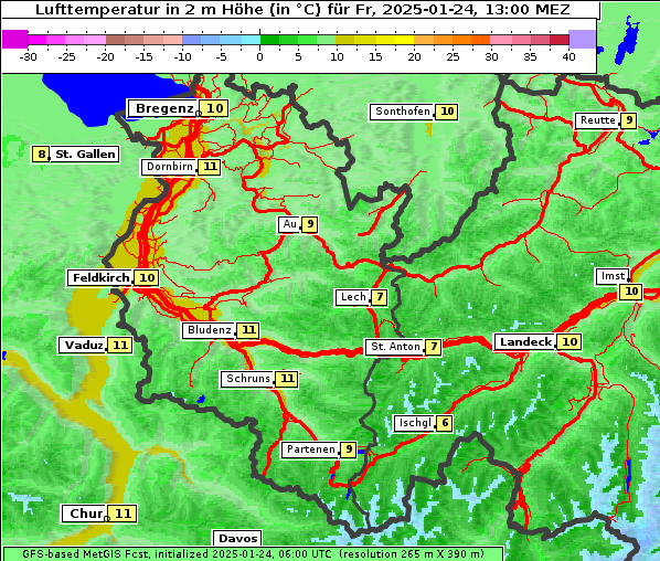 Temperatur, 24. 1. 2025