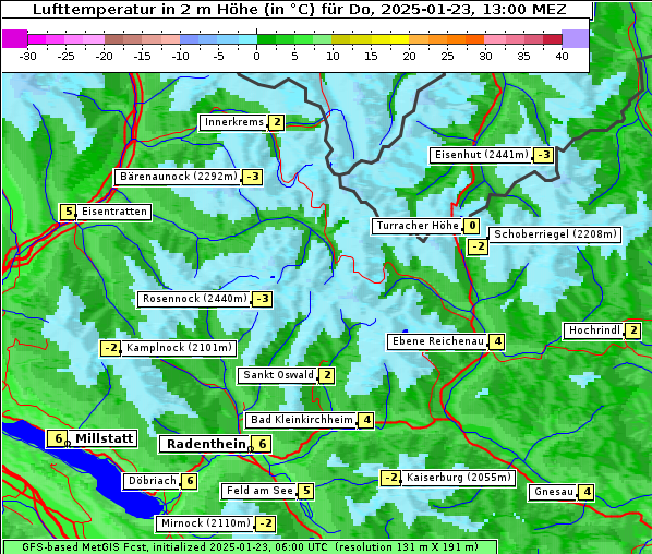 Temperatur, 23. 1. 2025