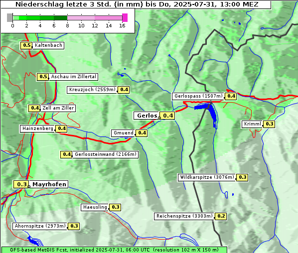 Niederschlag, 31. 7. 2025