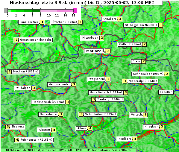 Niederschlag, 2. 9. 2025