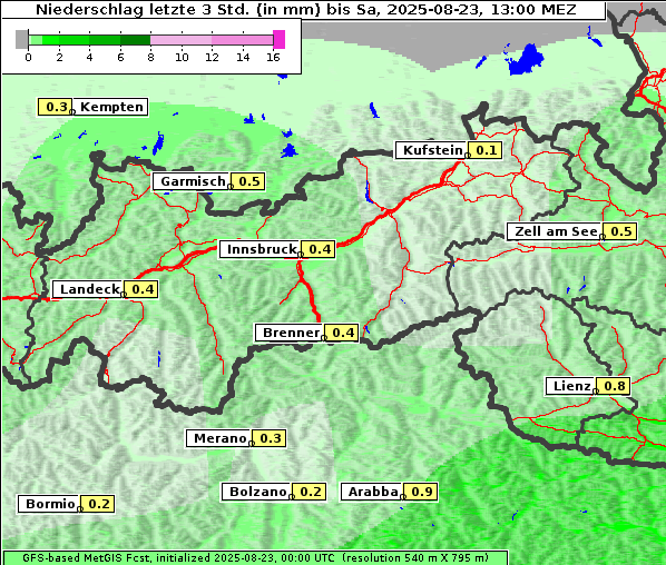 Niederschlag, 23. 8. 2025