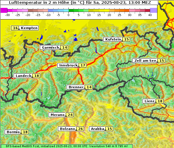 Temperatur, 23. 8. 2025