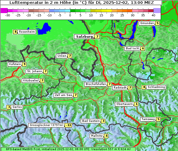 Temperatur, 2. 12. 2025
