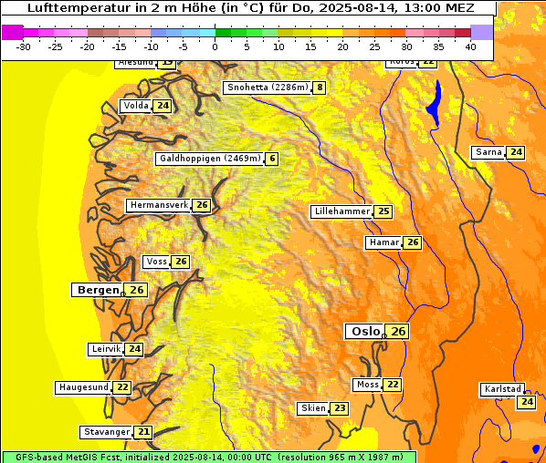 Temperatur, 14. 8. 2025