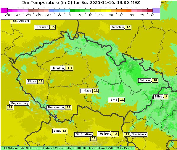 Temperatur, 16. 11. 2025
