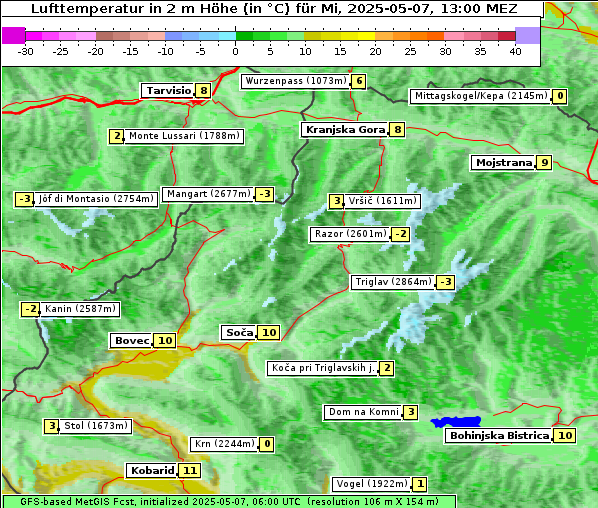 Temperatur, 7. 5. 2025