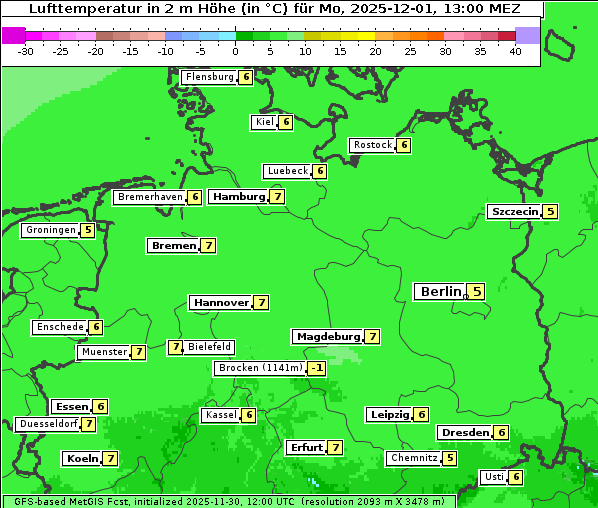 Temperatur, 1. 12. 2025