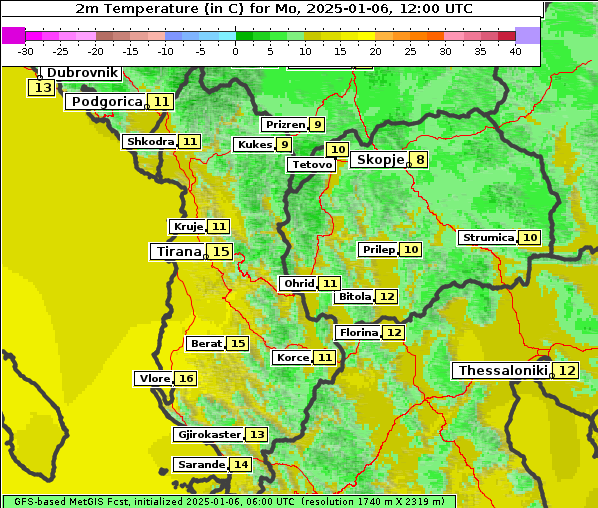 Temperatur, 6. 1. 2025