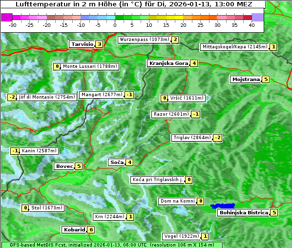 Temperatur, 13. 1. 2026