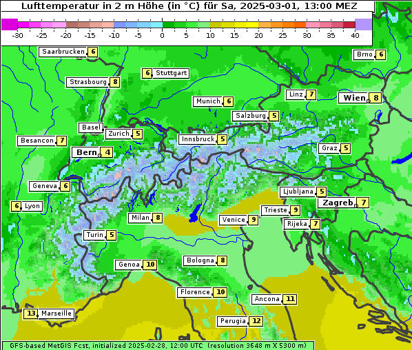 Temperatur, 1. 3. 2025