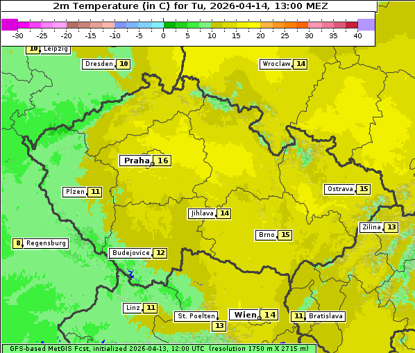 Temperatur, 14. 4. 2026