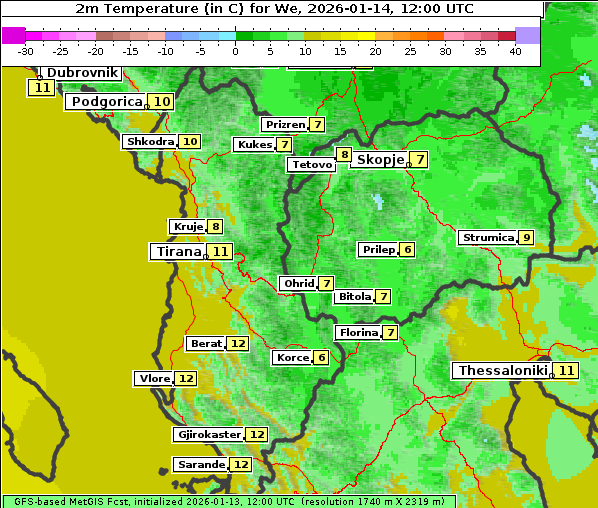 Temperatur, 14. 1. 2026