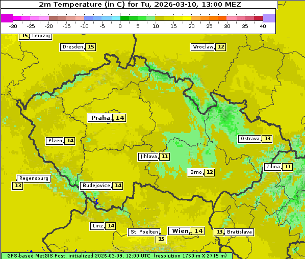 Temperatur, 10. 3. 2026