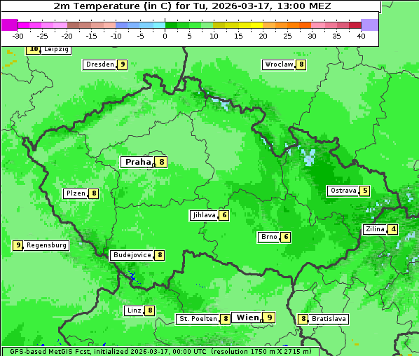 Temperatur, 17. 3. 2026