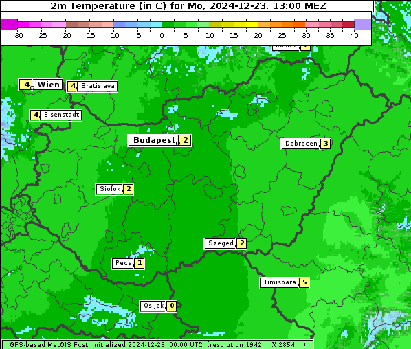 Temperatur, 23. 12. 2024