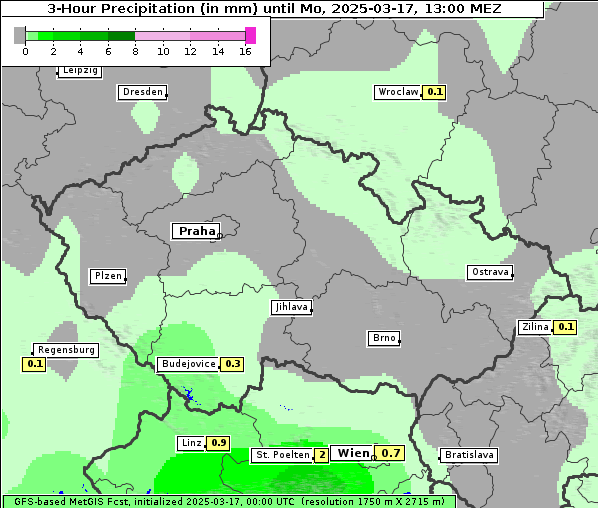 Niederschlag, 17. 3. 2025