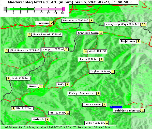 Niederschlag, 27. 7. 2025
