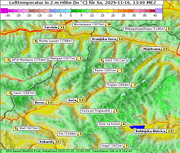 Temperatur, 16. 11. 2025