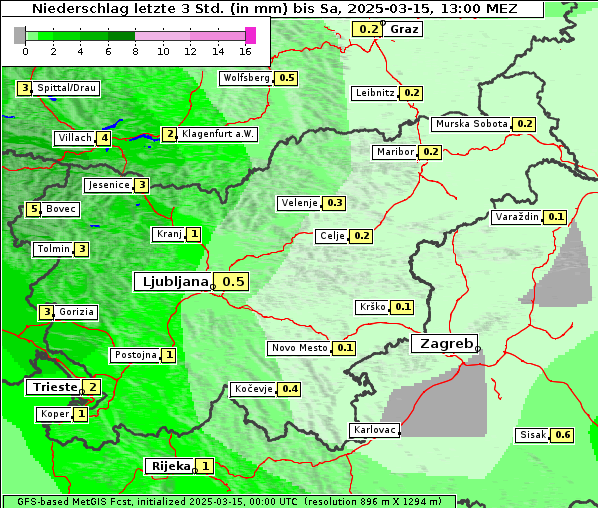 Niederschlag, 15. 3. 2025