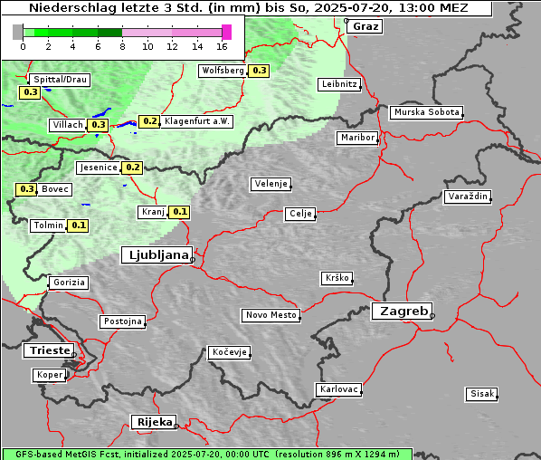 Niederschlag, 20. 7. 2025