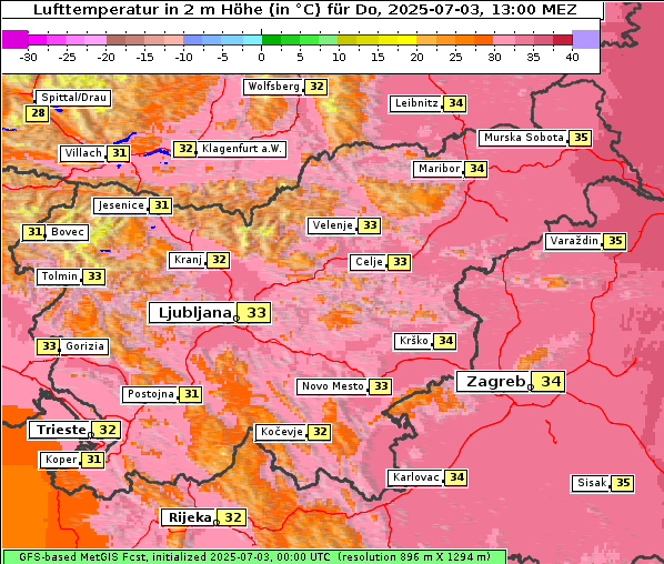 Temperatur, 3. 7. 2025