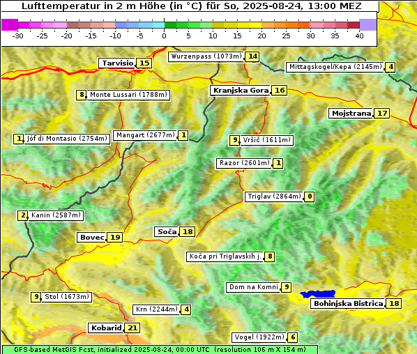 Temperatur, 24. 8. 2025
