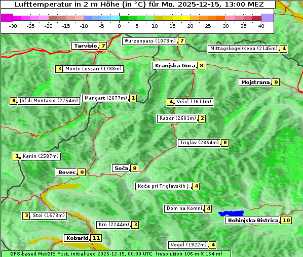 Temperatur, 15. 12. 2025
