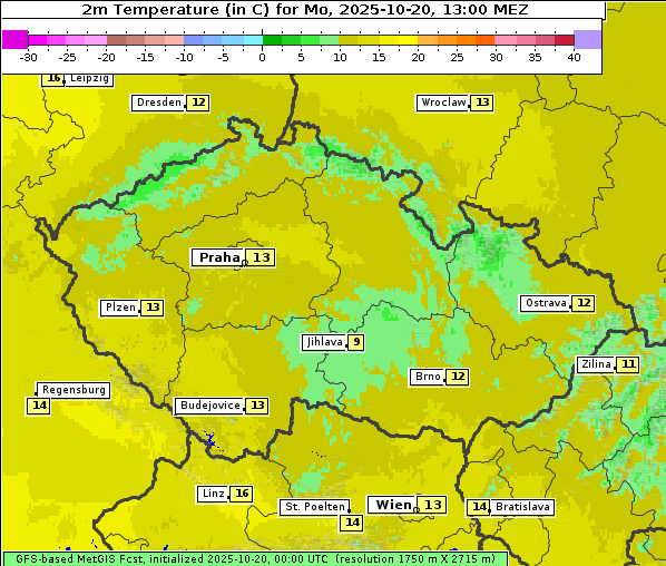 Temperatur, 20. 10. 2025