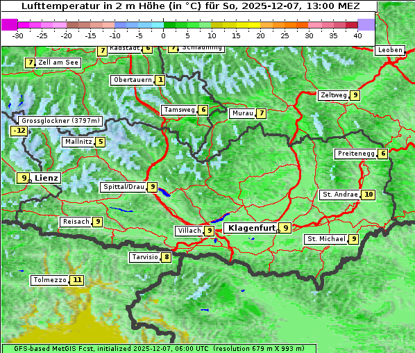Temperatur, 7. 12. 2025