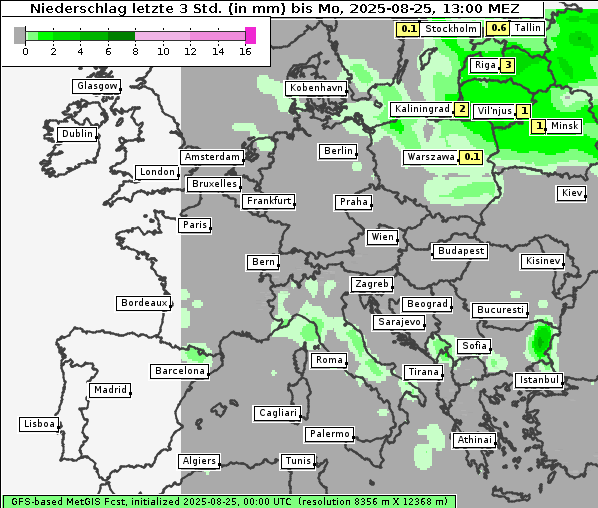 Niederschlag, 25. 8. 2025