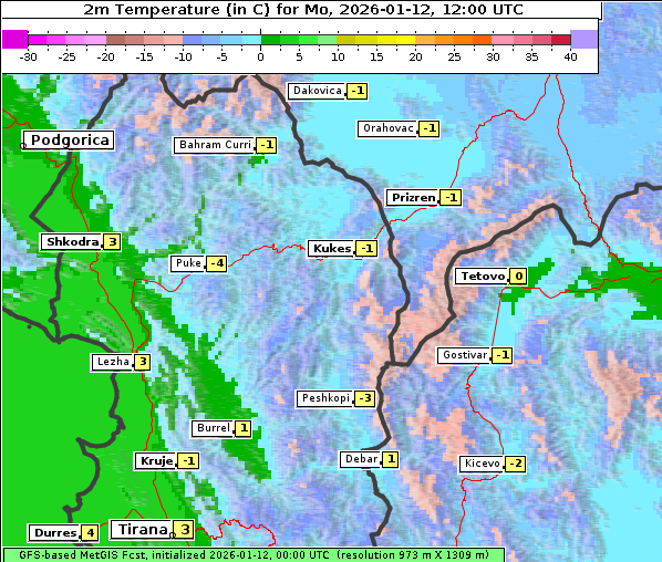Temperatur, 12. 1. 2026
