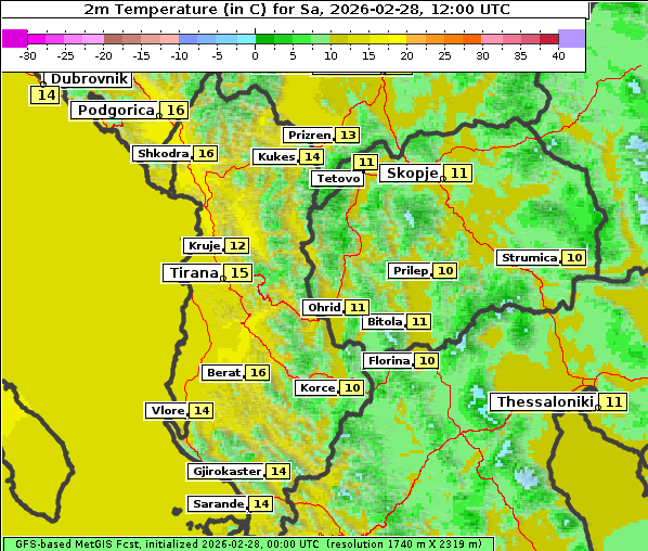 Temperatur, 28. 2. 2026