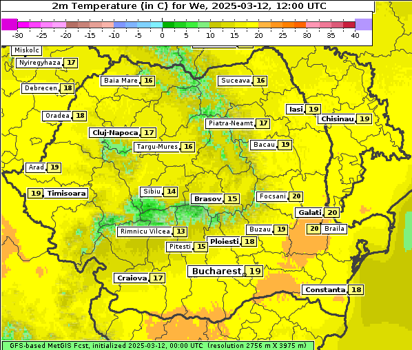 Temperatur, 12. 3. 2025