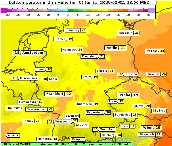 Temperatur, 2. 8. 2025