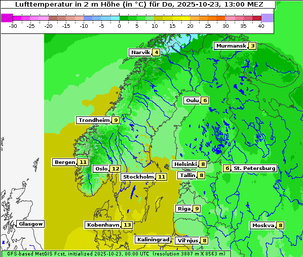 Temperatur, 23. 10. 2025