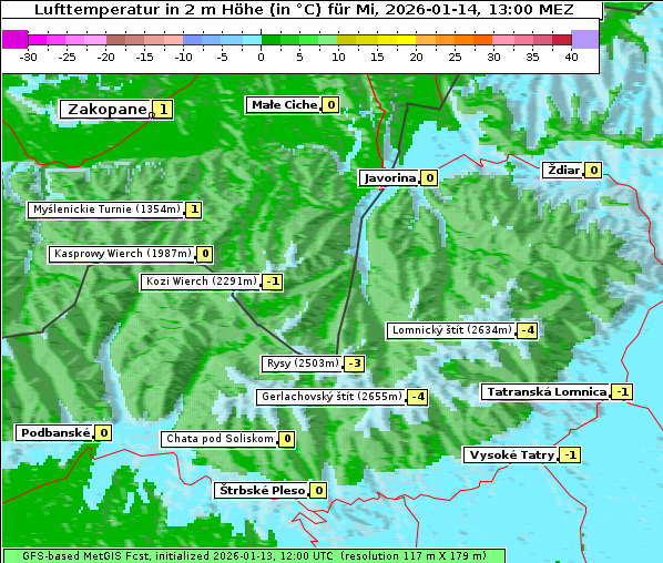 Temperatur, 14. 1. 2026