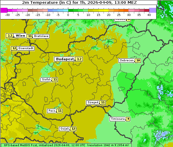Temperatur, 9. 4. 2026