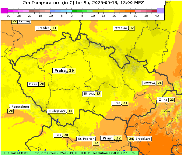 Temperatur, 13. 9. 2025