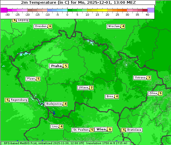 Temperatur, 1. 12. 2025