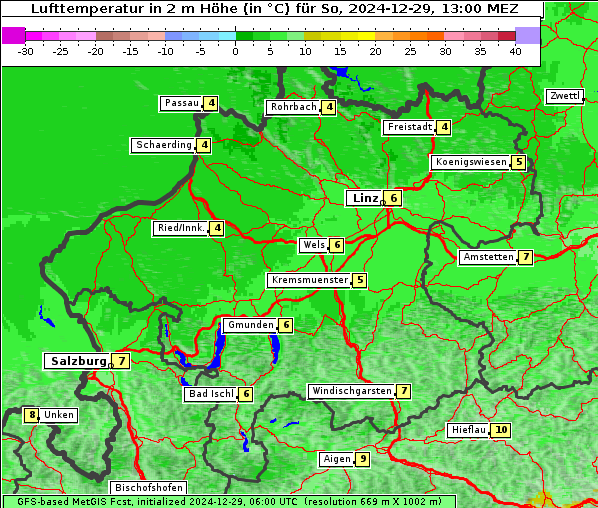 Temperatur, 29. 12. 2024