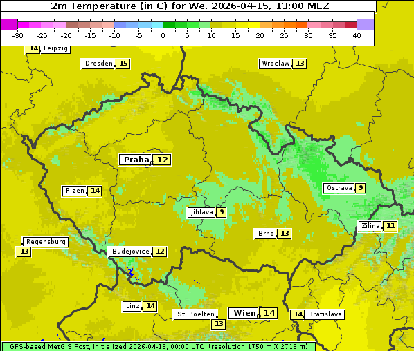 Temperatur, 15. 4. 2026