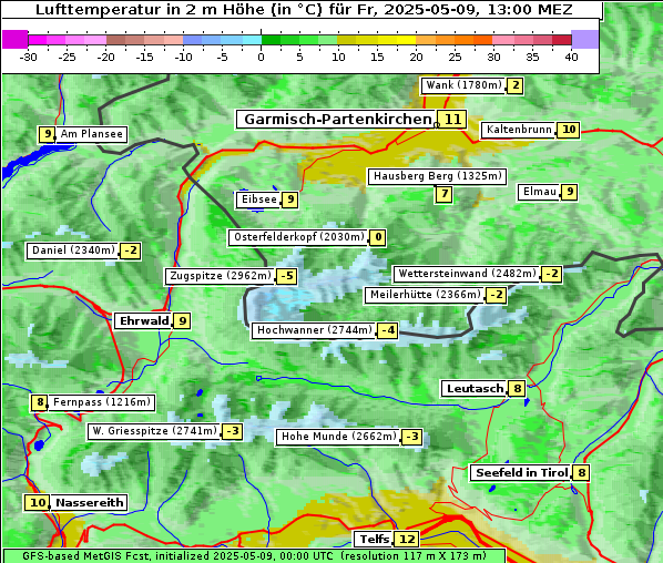 Temperatur, 9. 5. 2025