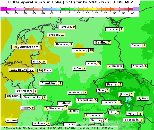 Temperatur, 16. 12. 2025