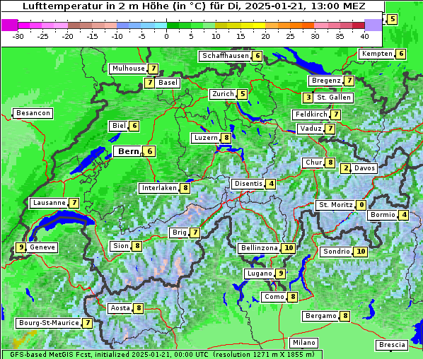 Temperatur, 21. 1. 2025