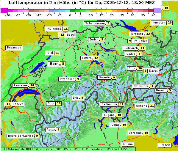 Temperatur, 18. 12. 2025