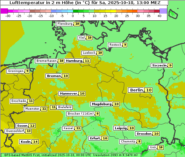 Temperatur, 18. 10. 2025